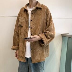 Forever 21 Women's light brown Oversized Corduroy Shirt Size